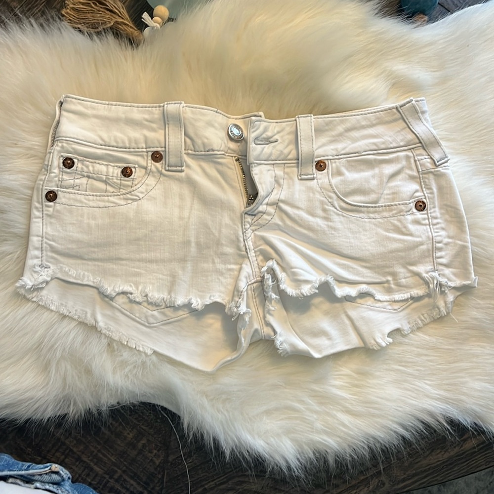 True Religion Off White Cut Offs 27